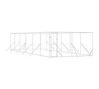 Owoxanthellate Chenil d'extérieur 4 x 12 x 2 m en acier galvanisé argenté robuste pour jardin, camping avec porte verrouillable pour grands chiens et petits animaux