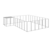 Owoxanthellate Chenil d'extérieur - 440 x 440 x 110 cm - Acier argenté - Toit en polyéthylène résistant aux UV - Robuste - Pour grands chiens - Design moderne