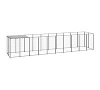 Owoxanthellate Chenil d'extérieur 550 x 110 x 110 cm - Noir gris argenté - Acier avec toit en polyéthylène - Parc robuste pour grands chiens dans le jardin et le camping