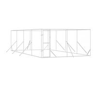 Owoxanthellate Chenil d'extérieur argenté 4 x 8 x 2 m en acier galvanisé, porte verrouillable, clôture pour chien résistante aux intempéries, pour jardin et camping, parc spacieux pour grands chiens