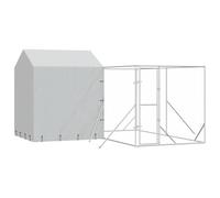 Owoxanthellate Chenil d'extérieur avec toit - 4 x 4 x 2,5 m - En acier galvanisé argenté - Pour grands chiens et petits animaux - Enclos robuste pour jardin, camping