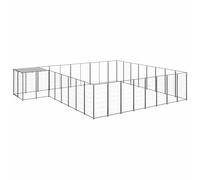 Owoxanthellate Chenil d'extérieur noir 20,57 m² en acier 550 x 440 x 110 cm avec toit en polyéthylène robuste et porte verrouillable pour jardin, camping, parc pour grands chiens