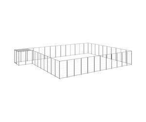 Owoxanthellate Chenil d'extérieur pour chien 37,51 m² noir gris argenté en acier robuste grande cage pour chien avec toit résistant aux UV pour jardin, camping et grands chiens