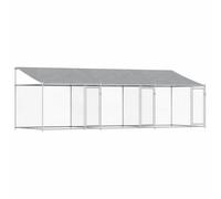 Owoxanthellate Chenil d'extérieur pour chien 6 x 2 x 2 m en acier galvanisé avec toit imperméable, portes verrouillables et parois en filet stables pour grands chiens, jardin, camping