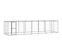 Owoxanthellate Chenil d'extérieur pour chien 770 x 220 x 180 cm - Acier revêtu par pulvérisation - Toit en polyéthylène UV - Porte battante verrouillable - Filet latéral robuste - Pour grands chiens