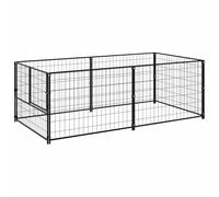 Owoxanthellate Chenil pour chien noir 200 x 100 x 70 cm en acier avec porte verrouillable, clôture d'extérieur robuste pour grands chiens, parc mobile pour jardin, camping et intérieur