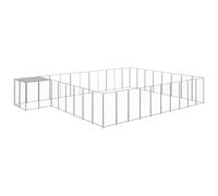 Owoxanthellate Chenil pour chien XXL 660 x 440 x 110 cm en acier argenté avec toit en polyéthylène résistant aux intempéries, loquet verrouillable pour jardin, camping, parc de grands chiens