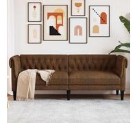 Owoxanthellate Chesterfield Canapé 3 places, marron, 201,5 x 74,5 x 74,5 cm, en tissu, robuste et confortable, pour salon, bureau et coin lecture
