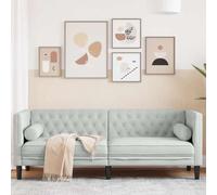 Owoxanthellate Chesterfield Canapé d'angle en velours gris clair 194 x 74,5 x 70,5 cm avec agrafage à boutons et motif argyle Design moderne Structure en bois robuste Canapé d'angle pour salon