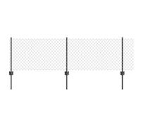 Owoxanthellate Clôture de jardin avec poteaux gris - Kit complet - 2500 x 60 cm - Clôture extérieure robuste en acier et PVC revêtu par pulvérisation - Clôture pour jardin et cour