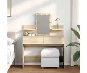 Owoxanthellate Coiffeuse avec éclairage LED - Chêne Sonoma - 100 x 40 x 130 cm - Design moderne avec 2 tiroirs et grand miroir - Pour chambre à coucher et dressing