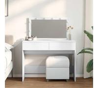 Owoxanthellate Coiffeuse avec éclairage LED et grand miroir, en bois blanc, 100 x 40 x 120 cm, vanité moderne, avec 2 tiroirs, pour chambre à coucher et couloir