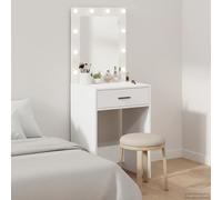 Owoxanthellate Coiffeuse blanche avec miroir LED - 50 x 41 x 135 cm - Matériau en bois - Design moderne - Robuste - Longue durée de vie - Pour chambre à coucher et dressing