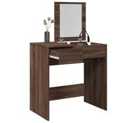 Owoxanthellate Coiffeuse marron chêne 73 x 46,5 x 75 cm avec grand miroir, 1 tiroir et 3 compartiments, matériau en bois et verre, design moderne et miracle de rangement pour chambre et dressing