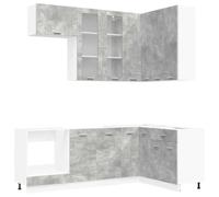 Owoxanthellate Coin de cuisine moderne Lyon 8 pièces Cuisine complète en bois gris béton Bloc de cuisine avec beaucoup d'espace de rangement Cuisine encastrée Cuisine d'angle pour appareils de cuisine