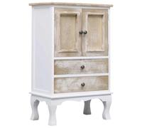 Owoxanthellate Commode blanche 50 x 30 x 80 cm - En bois de peuplier paulownie robuste - Avec 2 tiroirs et 2 portes - Design moderne - Meuble de rangement pour salon, chambre à coucher, couloir
