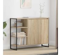 Owoxanthellate Commode - Buffet Sonoma - 96,5 x 30 x 75 cm - En bois avec 2 portes - Corps en bois robuste et pieds en acier - Design moderne et beaucoup d'espace de rangement pour salon, chambre à