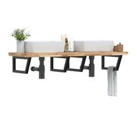 Owoxanthellate Console de lavabo 120 x 50 x 4 cm en acacia massif noir en acier étagère murale design moderne robuste et durable pour salle de bain invités WC en suite et petites salles de bains