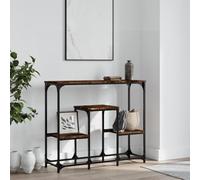 Owoxanthellate Console en chêne fumé 89,5 x 28 x 76 cm - Structure en acier et bois - Design moderne avec espace de rangement pour salon, couloir, chambre à coucher