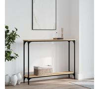 Owoxanthellate Console en chêne Sonoma - 100 x 22,5 x 75 cm - Avec pieds réglables - Espace de rangement - Cadre en métal - Design moderne - Pour couloir, salon, chambre à coucher