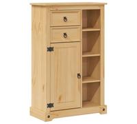 Owoxanthellate Corona Armoire de salle de bain en pin massif, commode avec 2 tiroirs, 1 porte et 4 compartiments, étagère de style maison de campagne, 70 x 33 x 110 cm