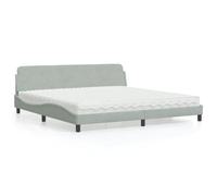 Owoxanthellate Dover Cadre de lit gris clair avec matelas, 200 x 200 cm, lit double, rembourré, design moderne ondulé, sommeil confortable pour chambre à coucher