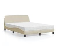 Owoxanthellate Dover Lit avec matelas 140 x 200 cm Crème Forme ondulée Armature en bois de pin 3 couches de mousse H2/H3 Confort pour chambre à coucher, chambre d'amis