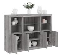 Owoxanthellate Ensemble buffet avec éclairage LED RVB - 142,5 x 37 x 100 cm - Gris Sonoma - Design moderne avec beaucoup d'espace de rangement - Pour salon, chambre à coucher, couloir