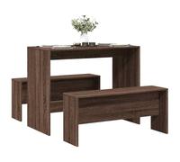 Owoxanthellate Ensemble complet de salle à manger 3 pièces - Chêne marron - 97 x 47 x 75 cm - Table en bois avec 2 bancs robustes - Peu encombrant - Pour petite cuisine, balcon, salle à manger