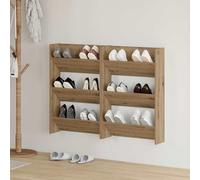 Owoxanthellate Ensemble d'armoire à chaussures, en chêne artisanal, 2 x 60 x 18 x 90 cm, peu encombrante, avec 3 étagères, design moderne, peu encombrant, pour couloir, chambre à coucher et garde-robe