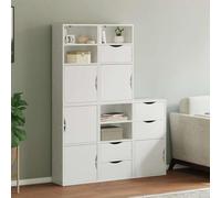 Owoxanthellate Ensemble d'armoires d'appoint en pin massif - Blanc - 40 x 24 x 79 cm - Buffet modulaire et commode pour salon, chambre à coucher, couloir