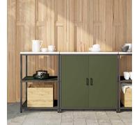 Owoxanthellate Ensemble d'armoires de cuisine vert olive - 150 x 50 x 92 cm - Étagère en acier avec 4 étagères - Design moderne et robuste - Pour cuisine, bureau, atelier