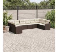 Owoxanthellate Ensemble de 10 canapés de jardin 62 x 62 x 69 cm en polyrotin résistant aux intempéries Groupe de sièges modulaires pour balcon, terrasse et salon de plein air Marron