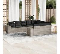 Owoxanthellate Ensemble de 10 canapés de jardin en polyrotin gris clair avec espace de rangement - Résistant aux intempéries - Modulaire - Canapé d'angle et d'accoudoir - 62 x 62 x 69 cm - Robuste