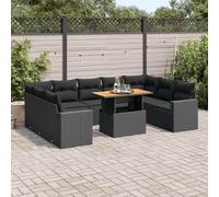 Owoxanthellate Ensemble de 10 meubles de jardin en polyrotin noir avec table réglable en hauteur et espace de rangement - Résistant aux intempéries - 100 x 55 cm - Pour balcon, terrasse et petits