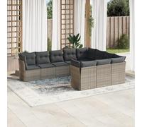 Owoxanthellate Ensemble de 10 meubles de jardin en rotin - Gris - Canapé d'angle et module central - 55 x 62 x 69 cm - Résistant aux UV - Résistant aux intempéries - Modulaire - Pour terrasse, balcon