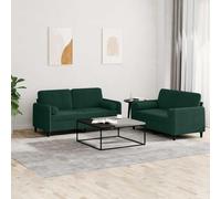Owoxanthellate Ensemble de 2 places en velours avec coussins, structure robuste en métal contreplaqué, pour salon, petites pièces et bureau - Vert foncé - 138 x 77 x 80 cm