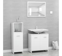 Owoxanthellate Ensemble de 3 meubles de salle de bain en bois blanc 60 x 45 cm, miroir, meuble sous-vasque, armoire haute, design moderne, durable, pour petites salles de bains