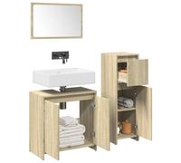 Owoxanthellate Ensemble de 3 meubles de salle de bain en chêne Sonoma 30 x 30 x 95/60 x 33 x 60 cm - Design compact avec lavabo, armoire haute et miroir - Moderne et robuste - Pour petites salles de