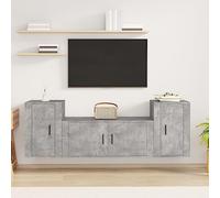 Owoxanthellate Ensemble de 3 meubles TV en bois gris béton, 100 cm, montage mural, design moderne, avec beaucoup d'espace de rangement pour salon, couloir, chambre à coucher