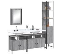 Owoxanthellate Ensemble de 4 meubles de salle de bain - Gris Sonoma - 42 x 12 x 60 cm - Armoire à miroir - Meuble sous-lavabo - Armoire de salle de bain - Matériau du bois robuste et peu encombrant