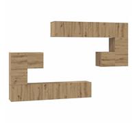 Owoxanthellate Ensemble de 4 meubles TV suspendus en bois de chêne artisanal pour salon, design moderne
