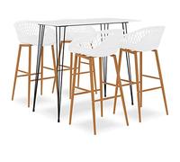 Owoxanthellate Ensemble de 5 bars, blancs, 120 x 60 x 105 cm, en métal MDF, avec 4 tabourets de bar, ensemble moderne pour cuisine, salle à manger, balcon et restauration