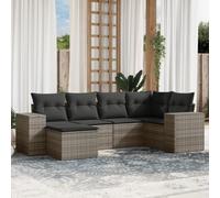 Owoxanthellate Ensemble de 6 canapés de jardin en polyrotin gris, canapé d'angle et canapé central avec espace de rangement, salon d'extérieur résistant aux intempéries, 62 x 62 x 69 cm, peu