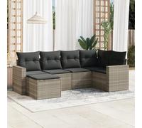 Owoxanthellate Ensemble de 6 meubles de jardin - Gris clair - En polyrotin - 65,5 x 62 x 69 cm - Canapé d'angle avec tabouret - Protection contre les intempéries - Pour terrasse, balcon, jardin