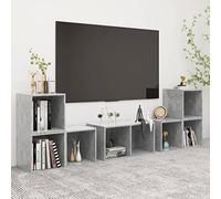 Owoxanthellate Ensemble de 6 meubles TV gris béton en bois - Meuble bas moderne modulaire 37/72 cm (l x p x h) - Pour salon, chambre à coucher, bureau