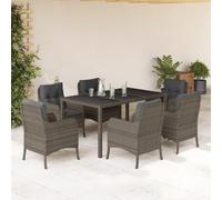 Owoxanthellate Ensemble de 7 meubles de jardin en rotin, 150 x 90 cm, avec coussins amovibles, gris, en polyrotin robuste, résistant aux intempéries, pour balcon, terrasse, jardin d'hiver