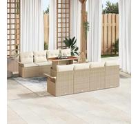 Owoxanthellate Ensemble de 9 canapés de jardin, beige, en polyrotin, modulaire, avec espace de rangement, 82,5 kg, robuste, pour terrasse, balcon, salon d'extérieur