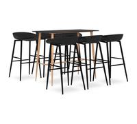 Owoxanthellate Ensemble de bar 7 pièces noir 120 x 60 x 105 cm avec 6 tabourets de bar en MDF et métal Design moderne robuste et durable pour cuisine, salle à manger, jardin, balcon et bistro