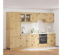 Owoxanthellate Ensemble de buffets en bois massif miel 306 x 58 x 207 cm Buffet moderne avec 9 pièces d'espace de rangement généreux pour salle à manger, salon